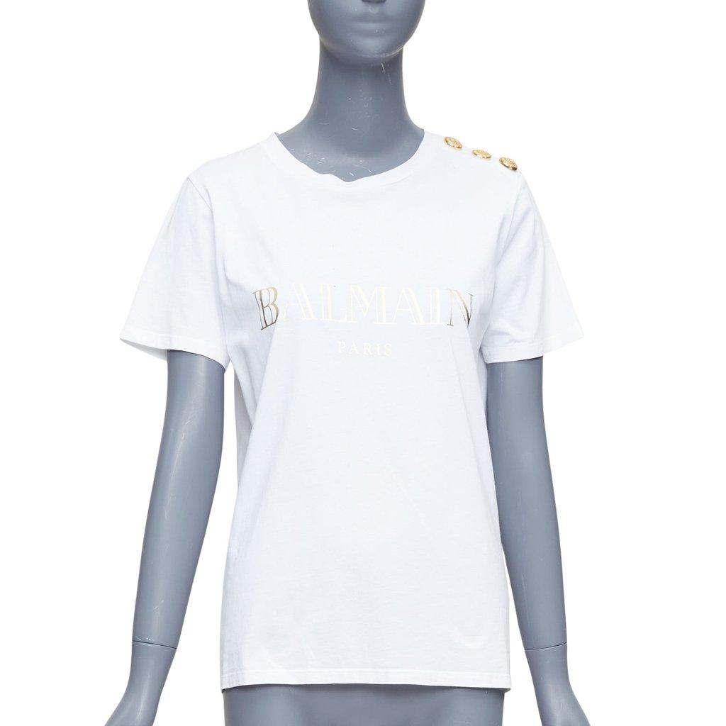 Balmain Gold Foil Logo Tee