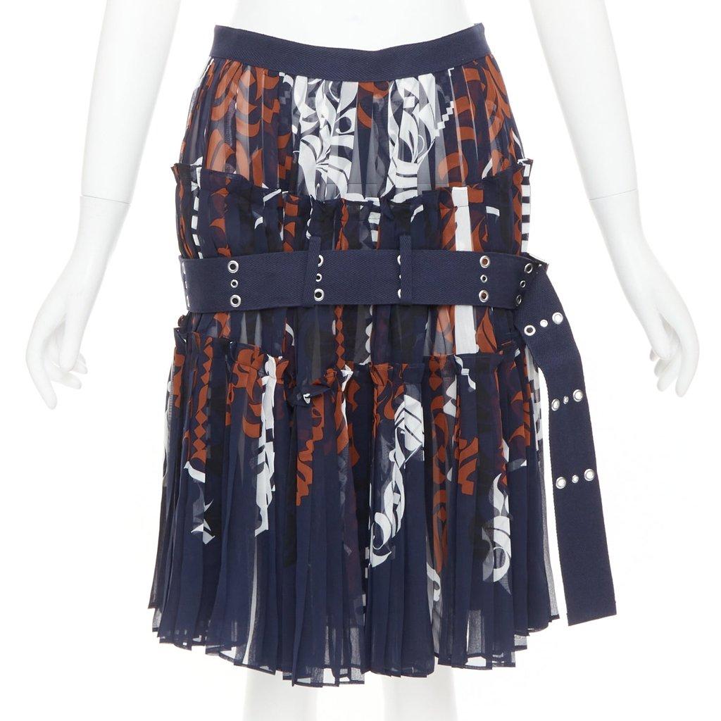 Sacai Navy Polyester Skirt