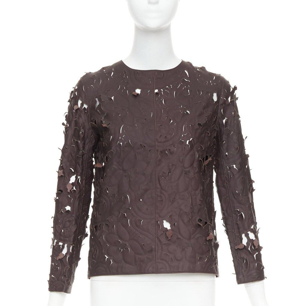 Carven Brown Leather Top