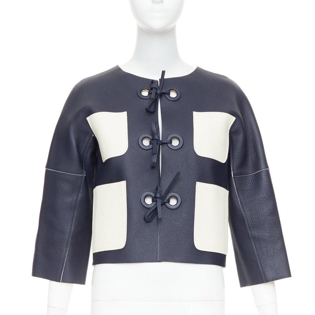 Louis Vuitton Navy Leather Leather Jacket