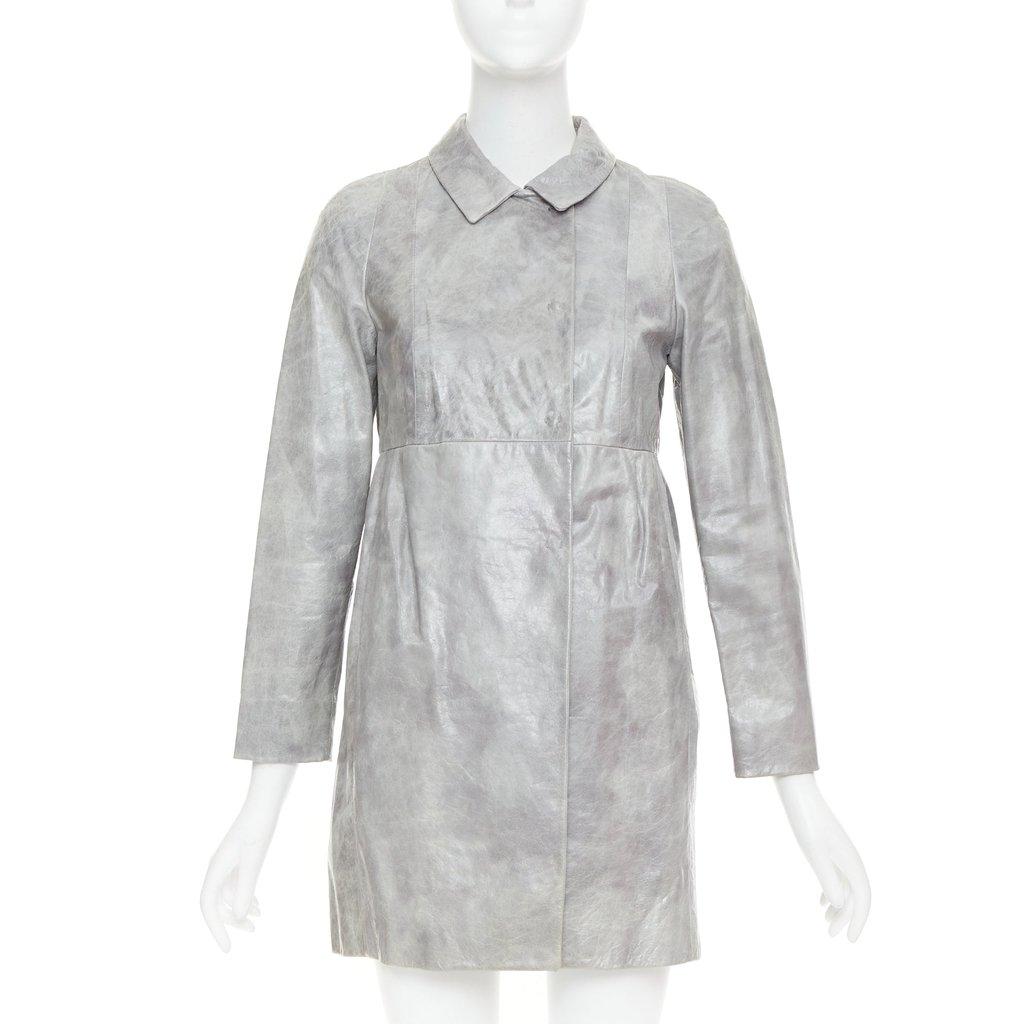 Miu Miu Grey Leather Leather Jacket