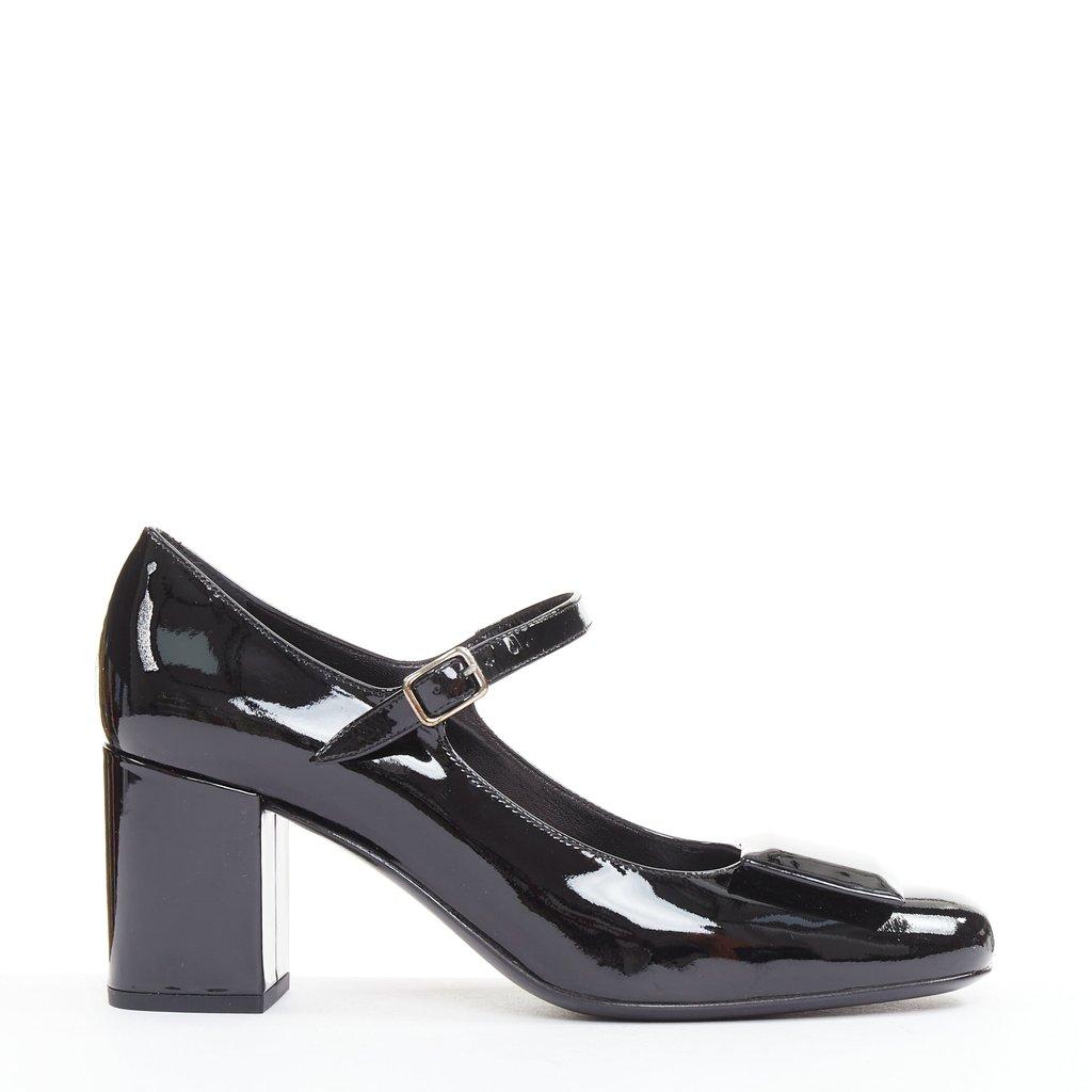 Saint Laurent كعب أسود من الجلد