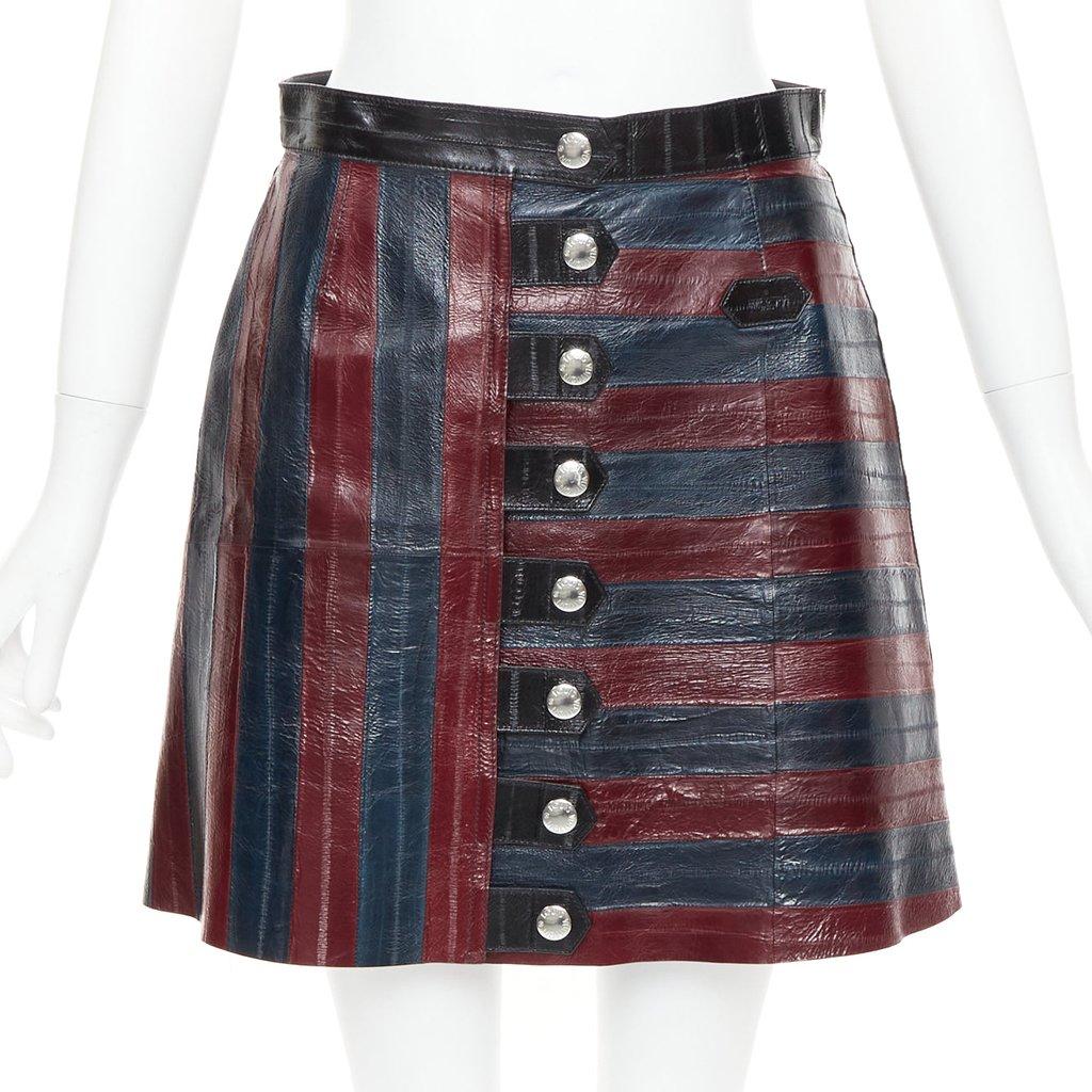 Louis Vuitton Burgundy Leather Skirt