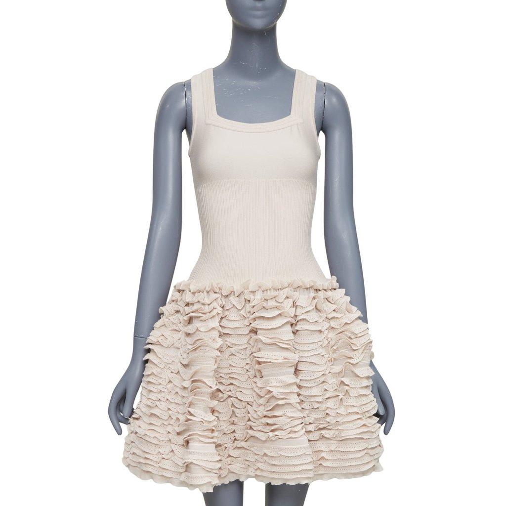 Alaïa فستان صوف بيج