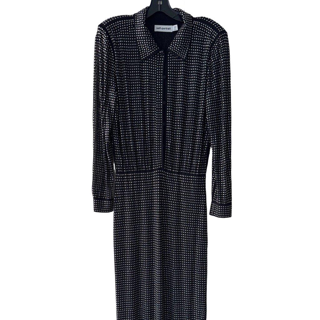 SELF-PORTRAIT Rhinestone Long Sleeve Maxi
