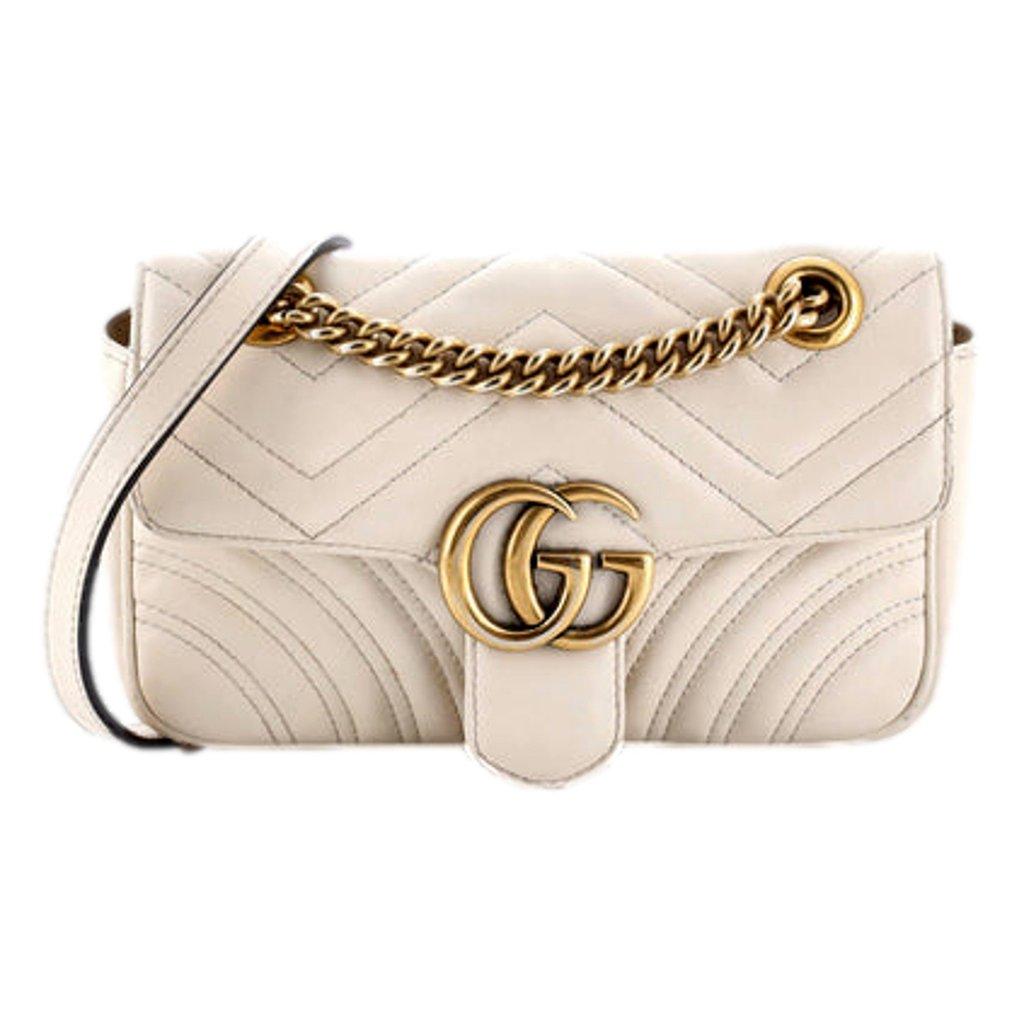 Gucci Gucci Calfskin Matelasse Medium GG Marmont Shoulder Bag Ivory
