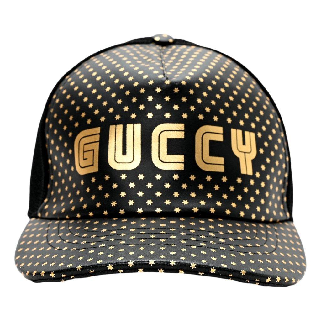 Gucci Gucci x Sega Guccy Stars Black Gold Leather Hat