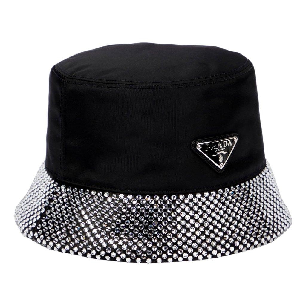 Prada Prada Re-Nylon Crystal Embellished Bucket Hat Black