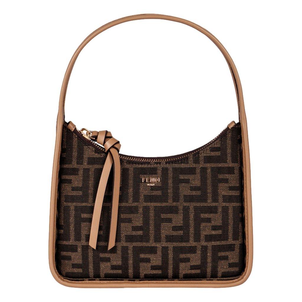 Fendi Fendi Fendessence Zucca Brown Canvas Crescent Mini Shoulder Bag