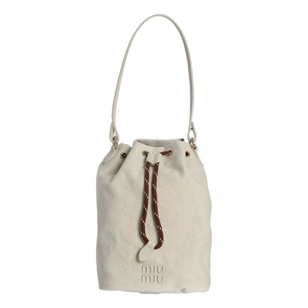 Miu Miu Miu Miu Gabardine Mini Bucket Bag in White