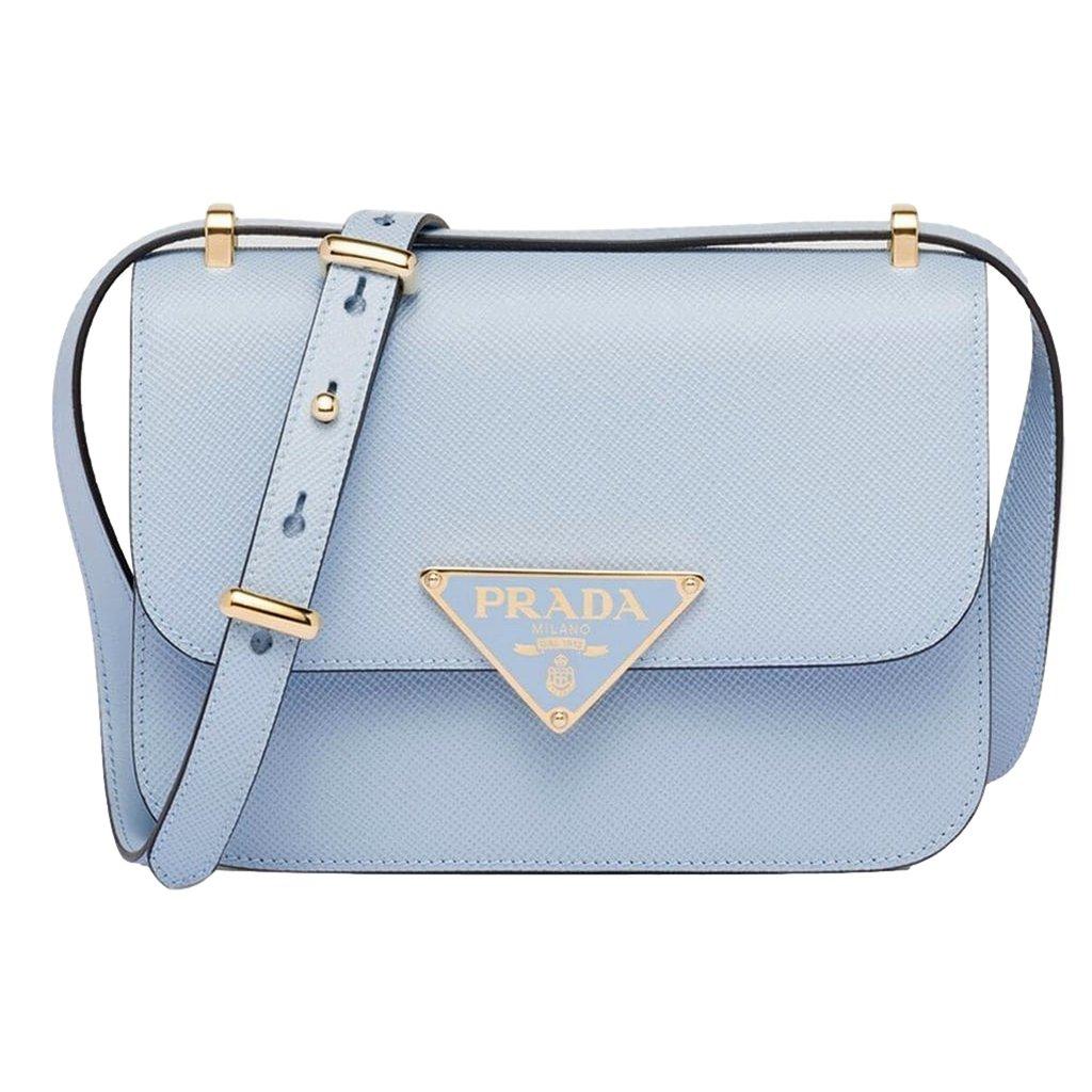 Prada Prada Embleme Triangle Logo Saffiano Leather Crossbody Bag Celeste Blue