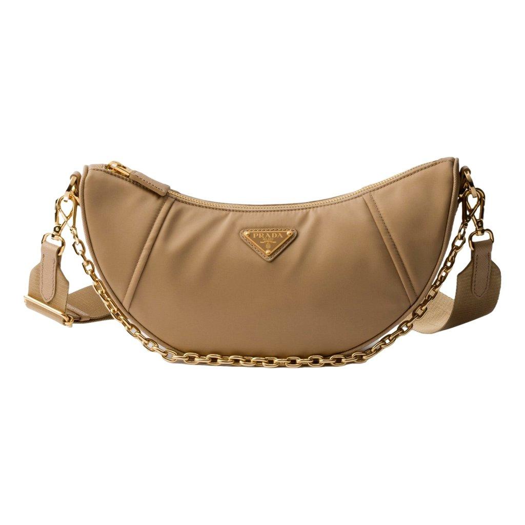 Prada Prada Demi Lune Re-Nylon Crescent Shoulder Bag in Beige