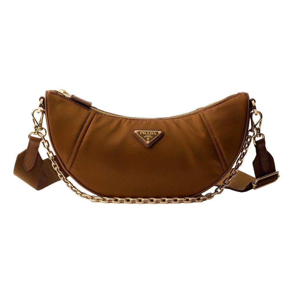 Prada Prada Demi Lune Re-Nylon Crescent Shoulder Bag in Brown