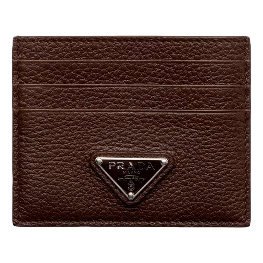 Prada Prada Vitello Daino Bruciato Brown Leather Small Card Holder Wallet