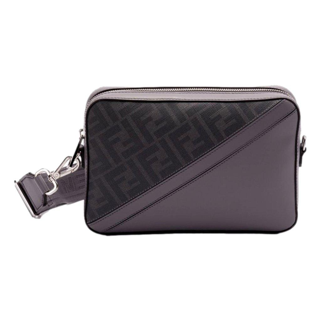 Fendi Fendi Diagonal FF Jacquard Acciaio Gray Camera Crossbody Bag