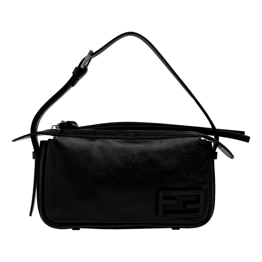 Fendi Fendi Simply Fendi Mini Black Leather Shoulder Bag