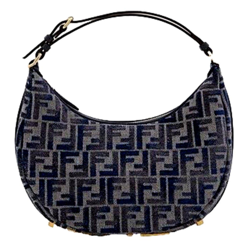 Fendi Fendi Fendigraphy Jaquard Canvas Leather Blue Hobo Bag