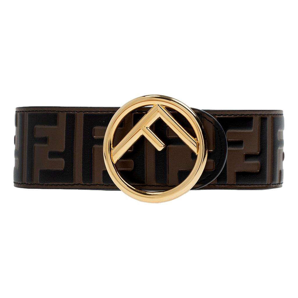 Fendi Fendi F is Fendi FF Calfskin Brown Zucca Leather Belt 70
