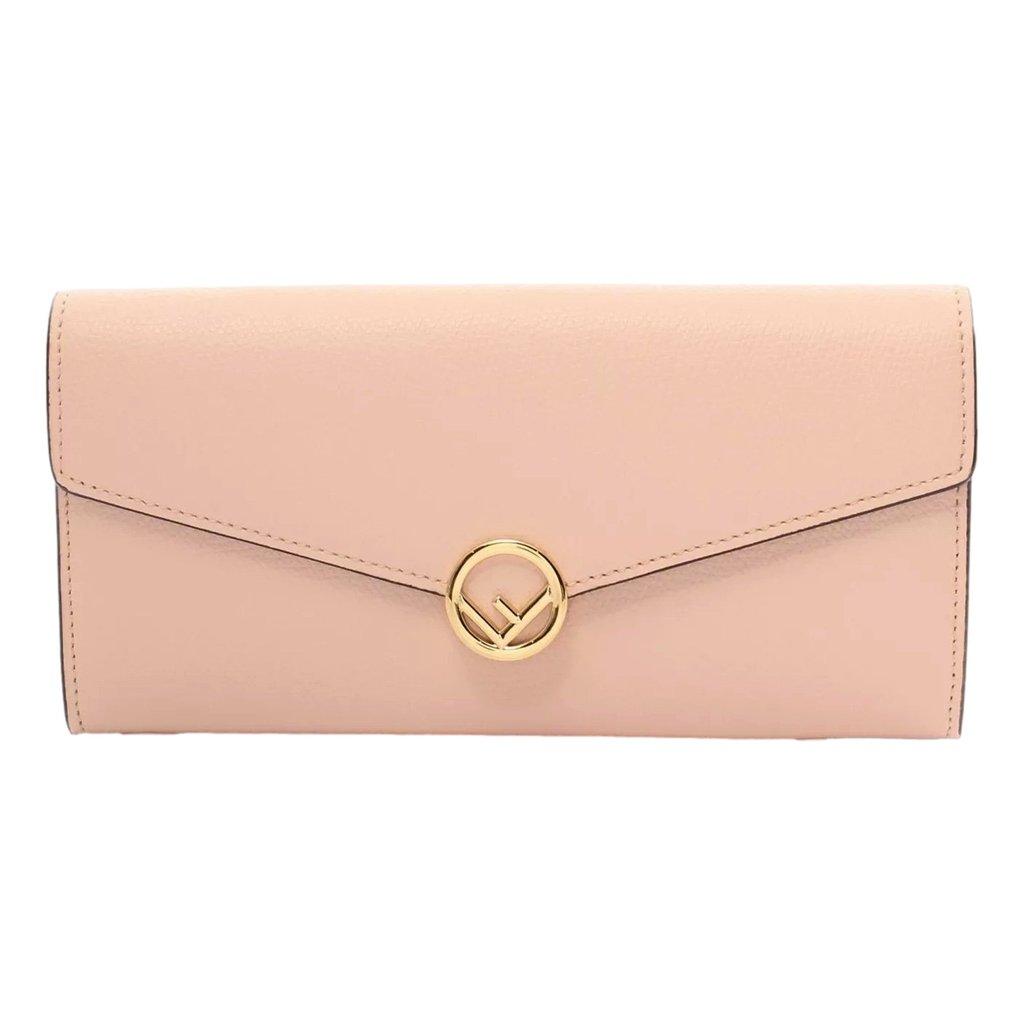 Fendi Fendi F Is Fendi Leather Long Envelope Womens Wallet Light Rose Beige Pink