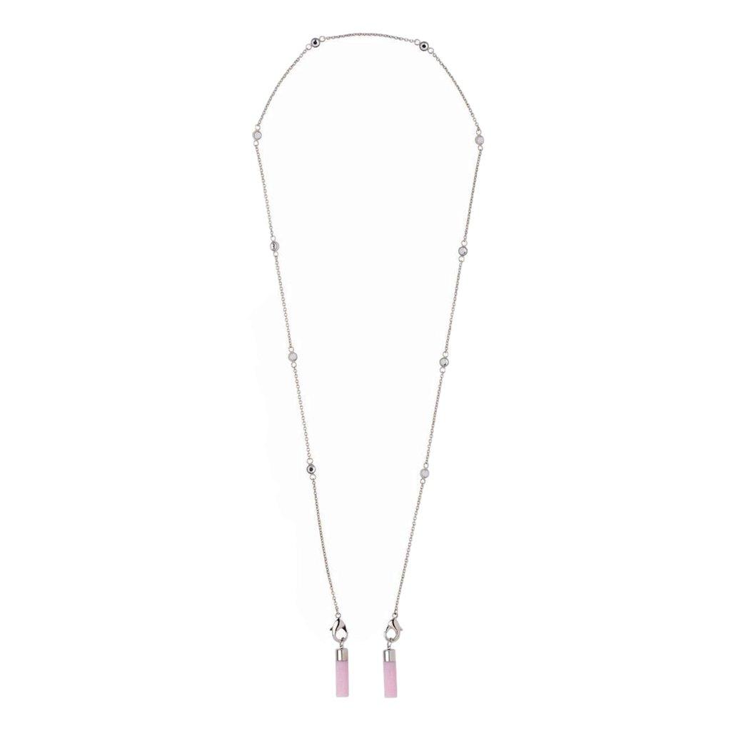 Miu Miu Miu Miu Crystal Pink AirPods Chain Necklace Silver Hardware