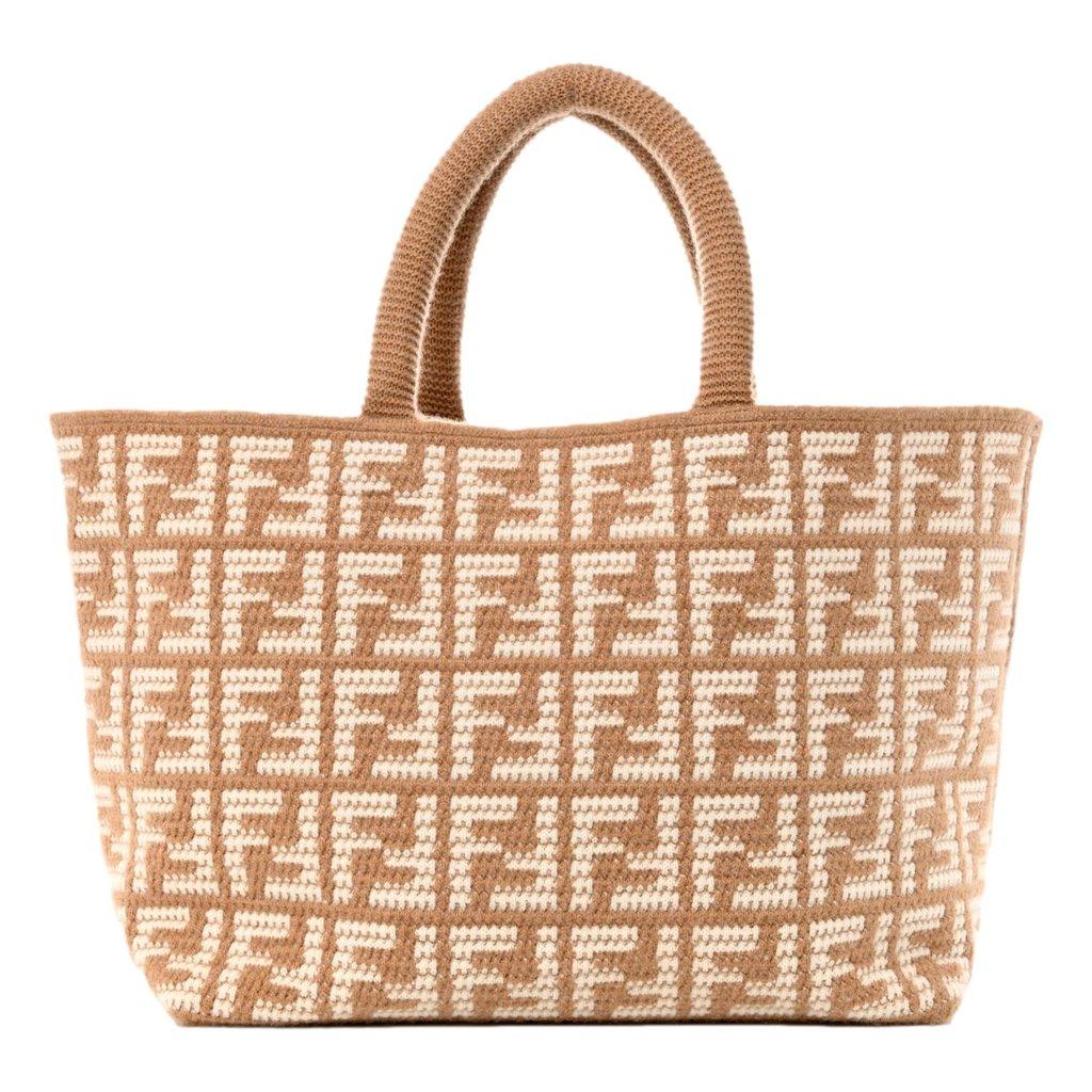 Fendi Fendi FF Cammello Large Shopper Tote Beige Knitted Cashmere Bag