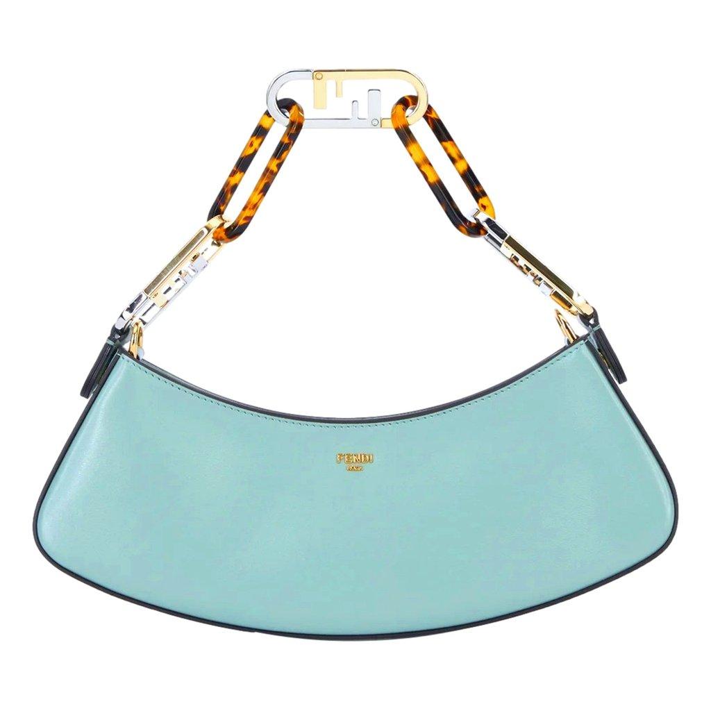 Fendi Fendi O'Lock Swing Tiffany Blue Calf Leather Small Hobo Shoulder Bag