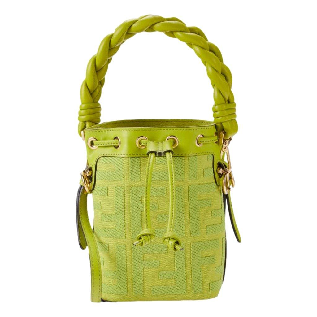 Fendi Fendi Mon Tresor Mini Wasabi Green FF Canvas Bucket Bag Crossbody