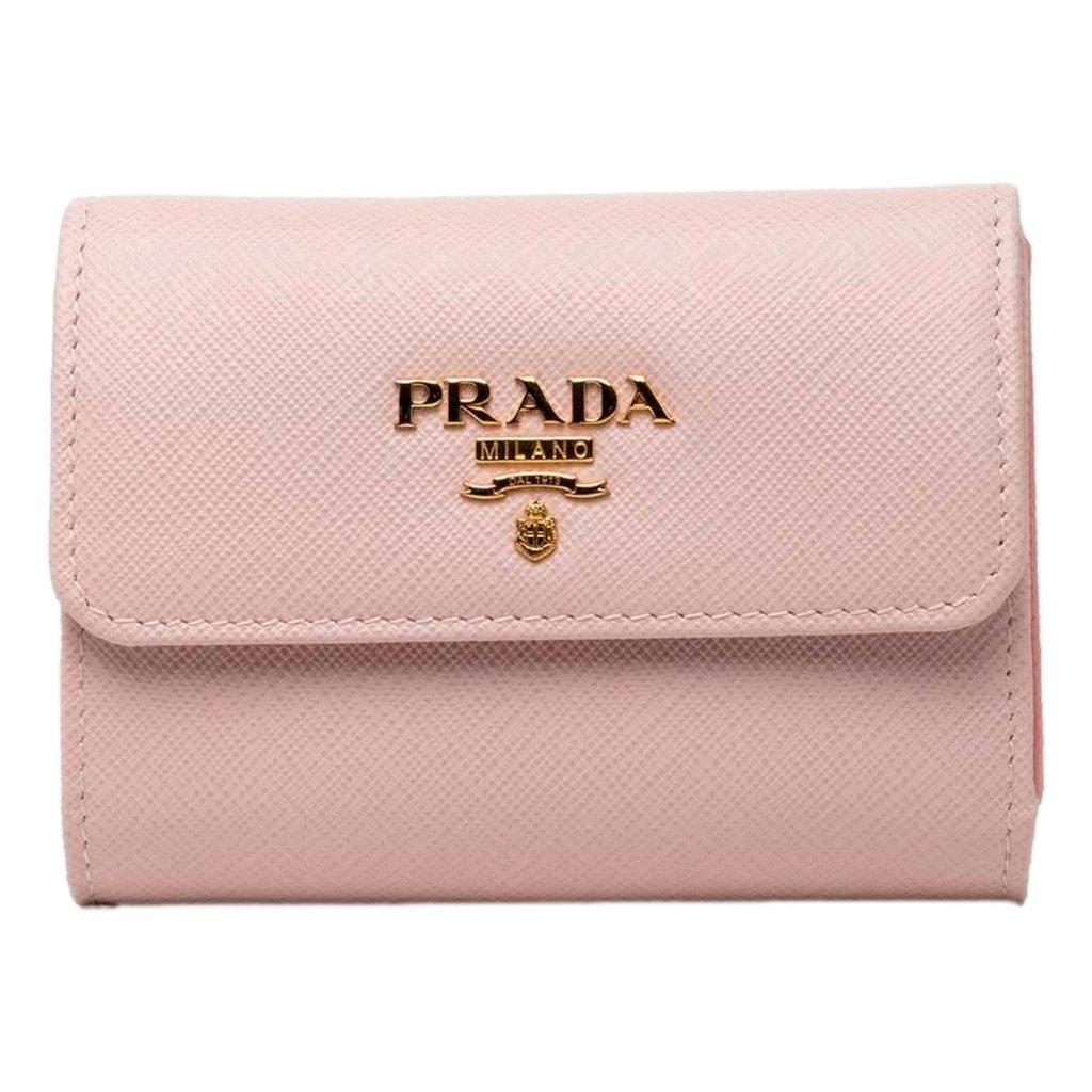 Prada Prada Saffiano Petalo Pink Multicolor Trifold Coin Zipper Card Snap Wallet