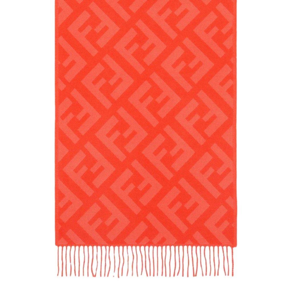 Fendi Fendi FF Print Tulip Woven Cashmere Fringe Scarf