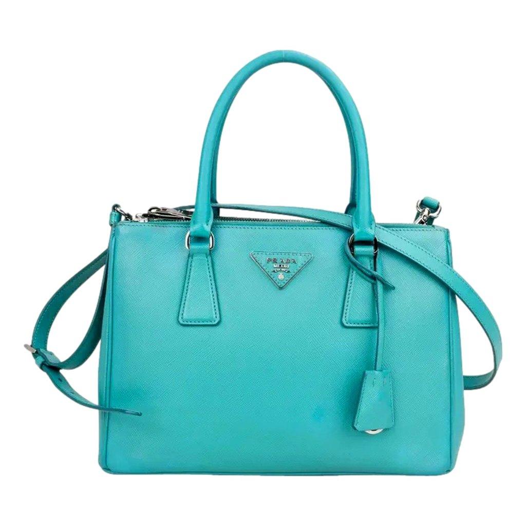 Prada Prada Galleria Saffiano Lux Leather Small Tote Handbag Giada Teal