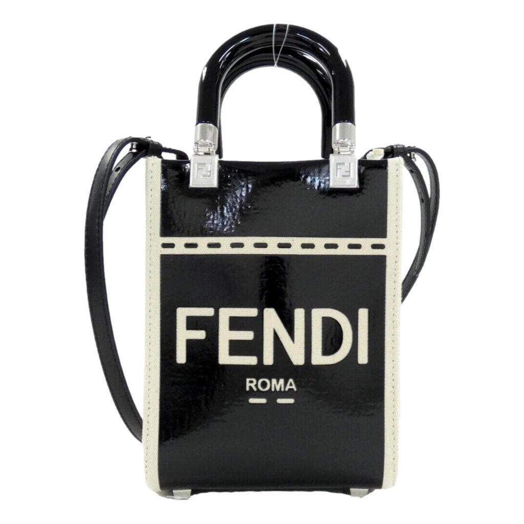 Fendi FENDI FF Mini Bag Shopper Tote Crossbody Bag Leather and Canvas Black