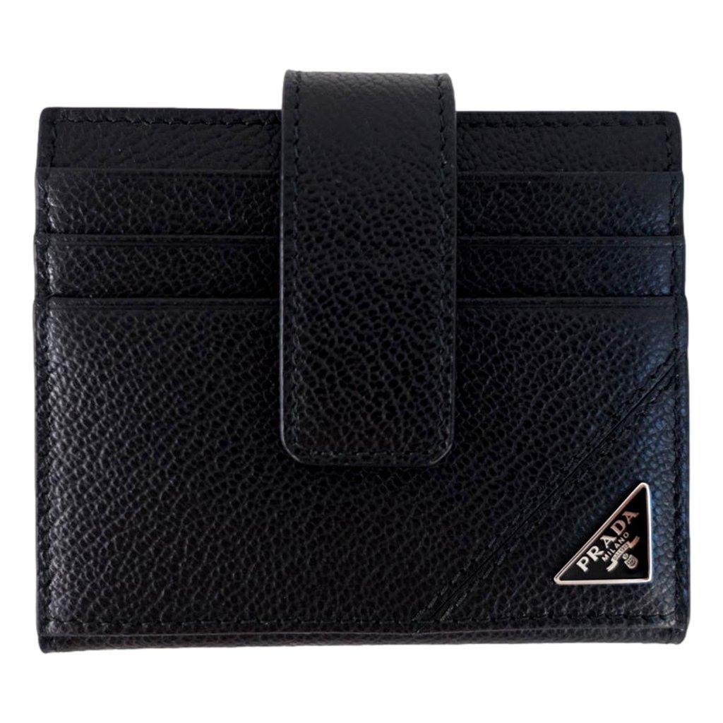 Prada Prada Black Vitello Grain Leather Card  Bifold Wallet