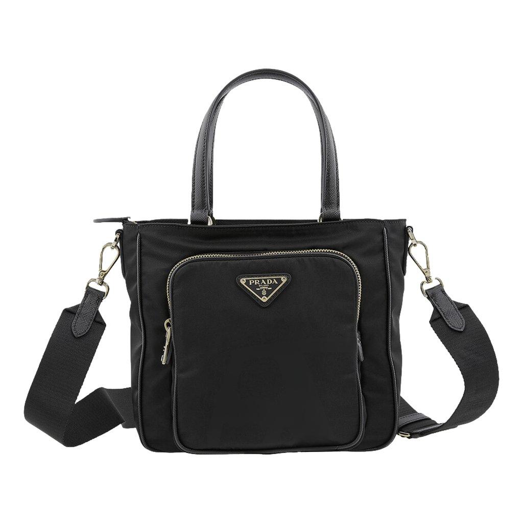 Prada Prada Black Tessuto Nylon and Saffiano Leather Crossbody Satchel