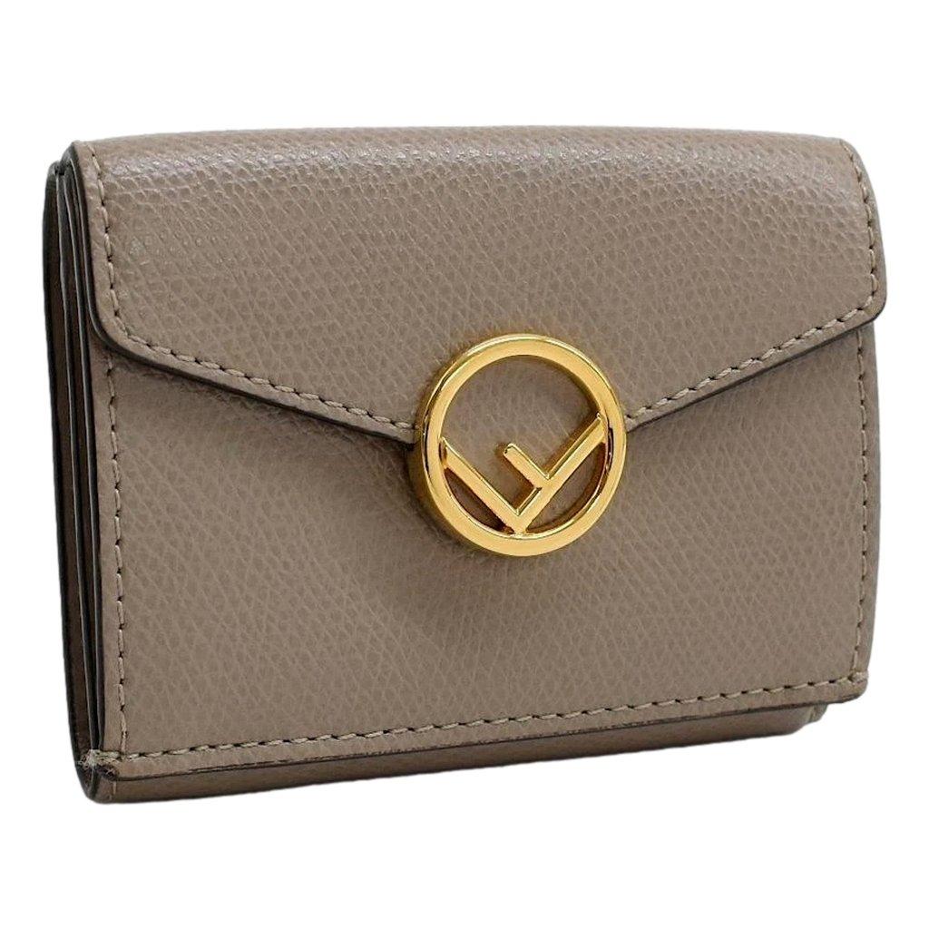 Fendi Fendi F Is Fendi Tortora Gray Leather Micro Trifold Wallet