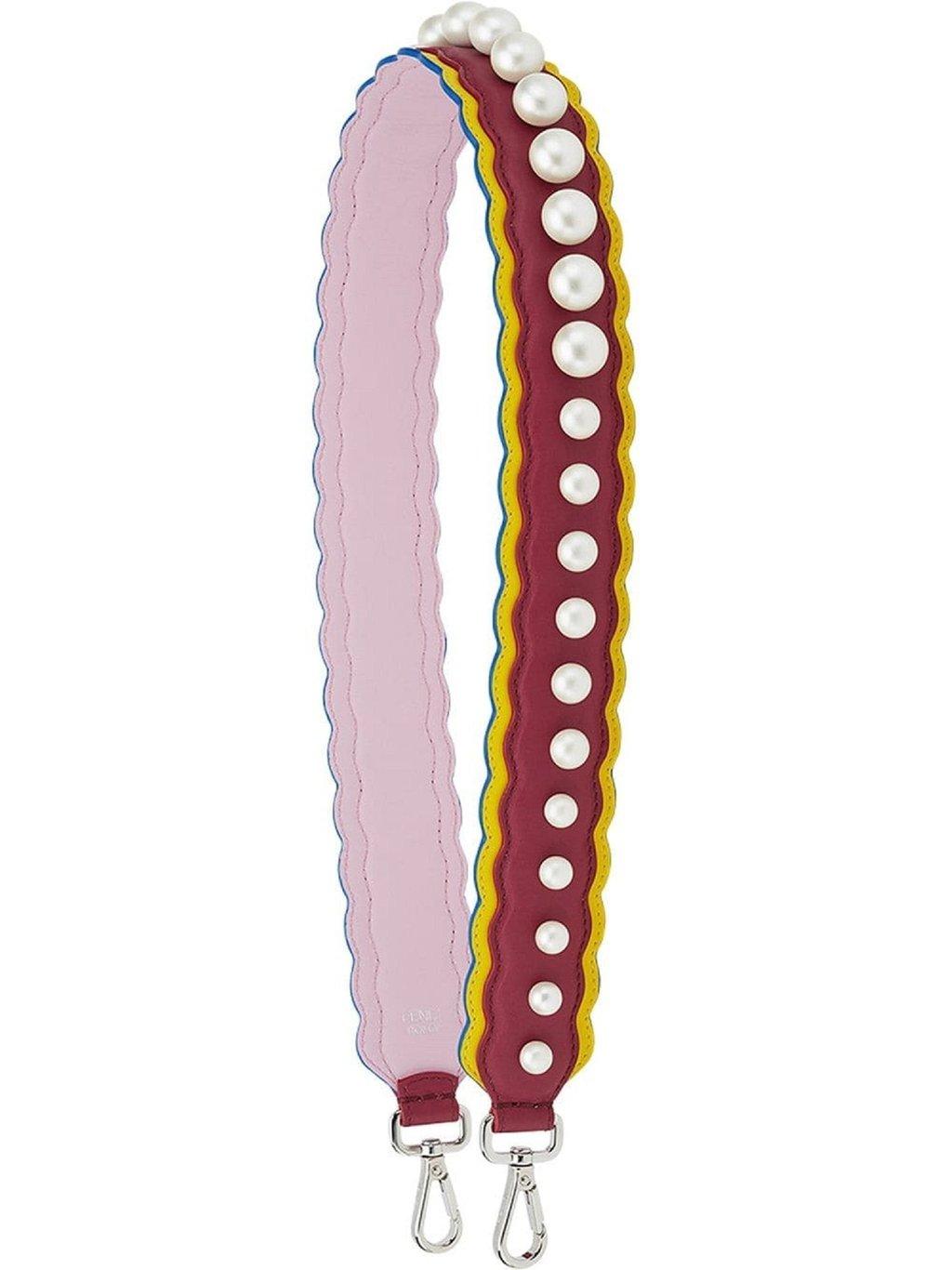 Fendi Fendi Strap You Pearl Embellished Black Cherry Lemon Shoulder Strap