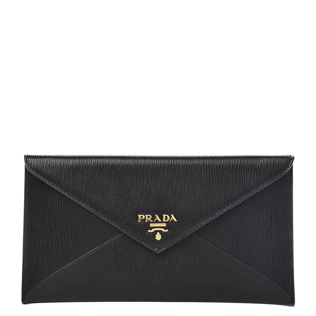 Prada Prada Black Vitello Move Leather Long Envelope Wallet