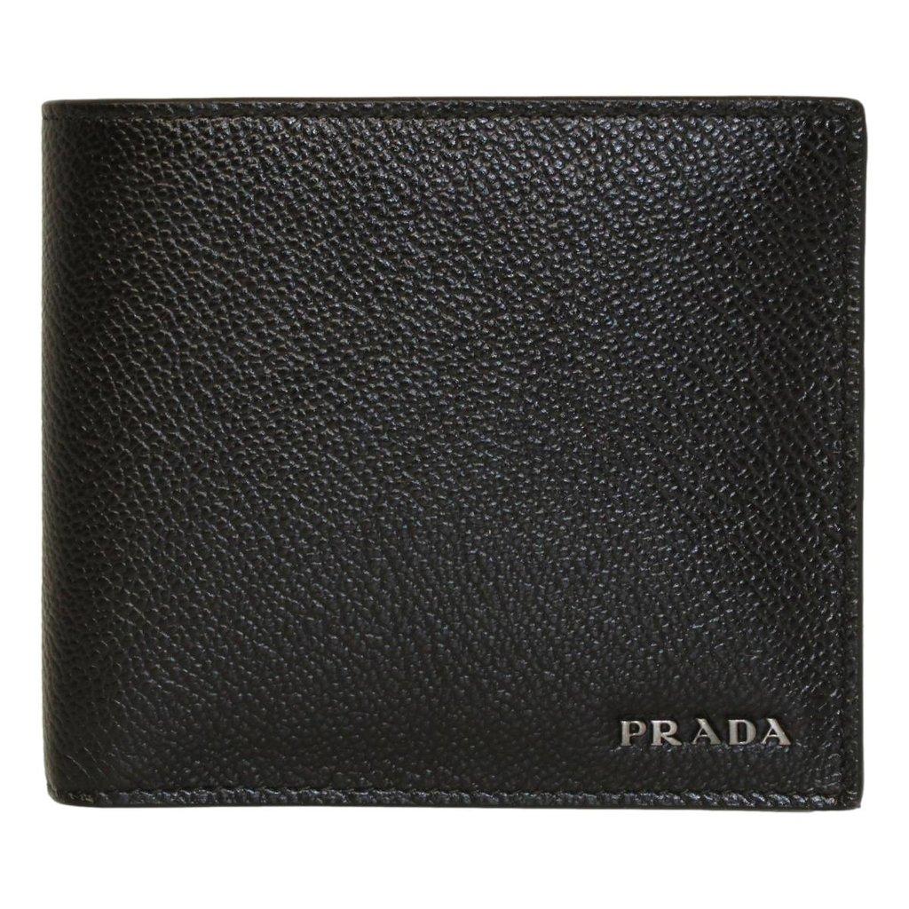 Prada Prada Black Vitello Micro Grain Leather Bifold Wallet