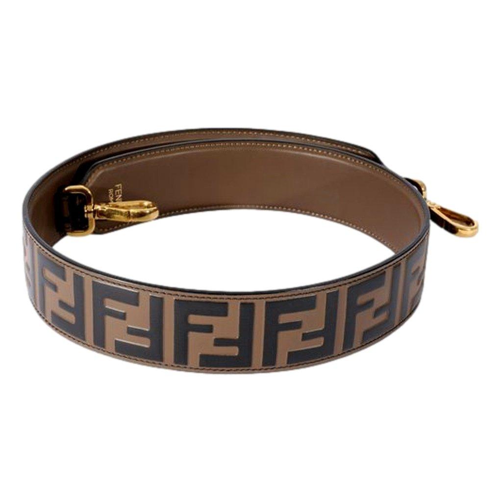 Fendi Fendi Strap You FF Zucca Brown Calfskin Leather Mini Shoulder Strap Gold Hardware