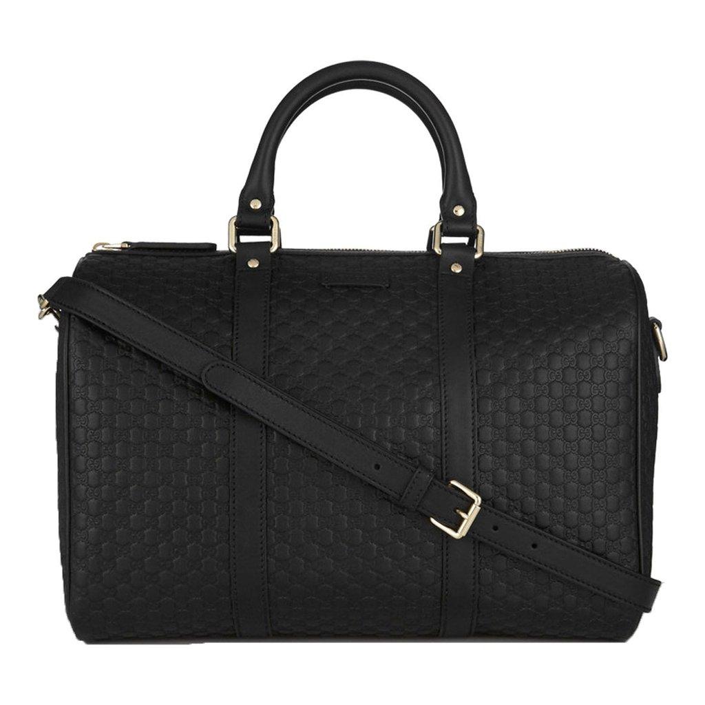Gucci Gucci Microguccissima GG Boston Bag Black Embossed Leather Gold Hardware