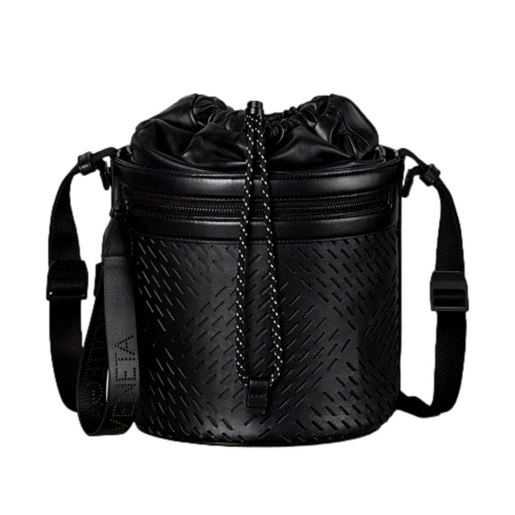 Bottega Veneta Bottega Veneta Perforated Black Nappa Leather Drawstring Bucket Crossbody Bag