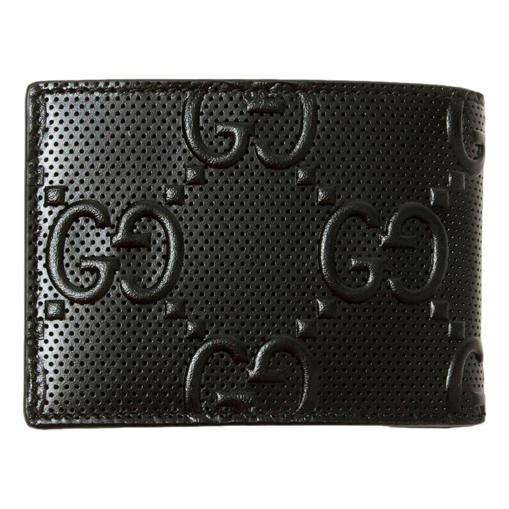 Gucci Gucci GG Tennis Embossed Black Calfskin Leather Bi-Fold Wallet