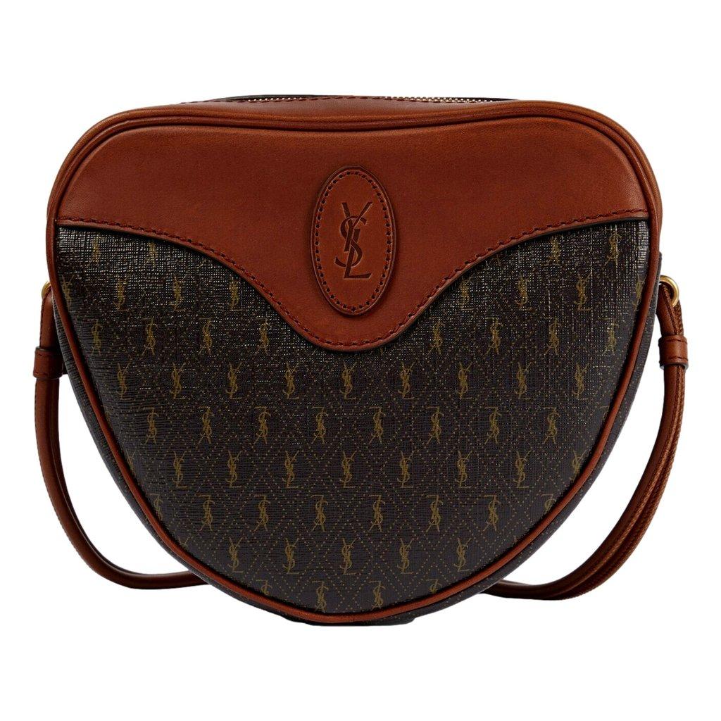 Saint Laurent Saint Laurent Coeur Monogram Brown Canvas Leather Small Crossbody Bag