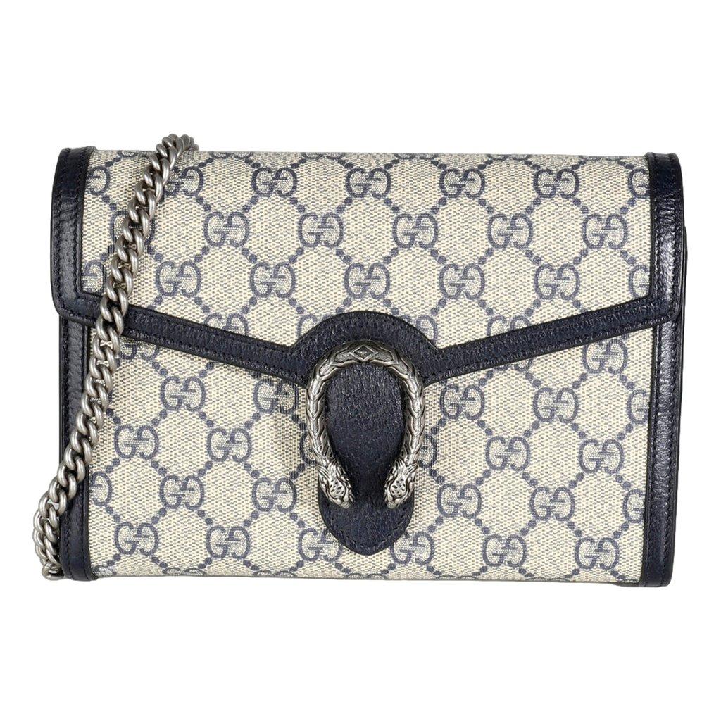 Gucci Gucci Navy GG Supreme Canvas Mini Dionysus Chain Wallet