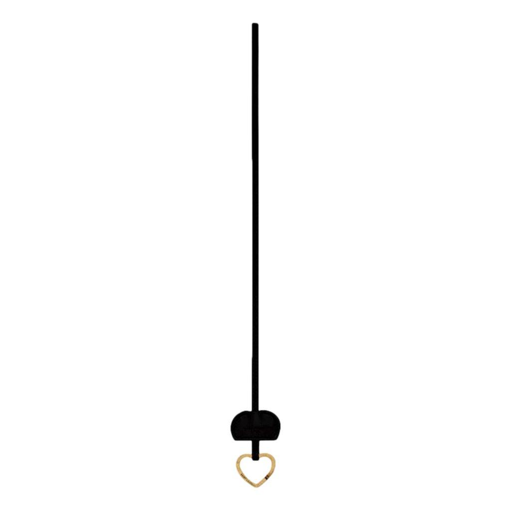 Saint Laurent Saint Laurent Black Patent Leather Heart Keyring Necklace