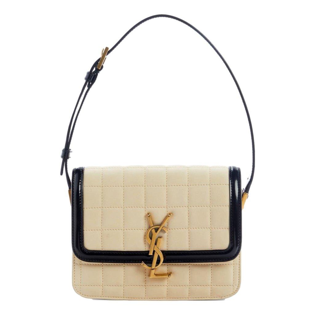 Saint Laurent Saint Laurent Solferino Leather Black Ivory Quilted Suede Shoulder Bag