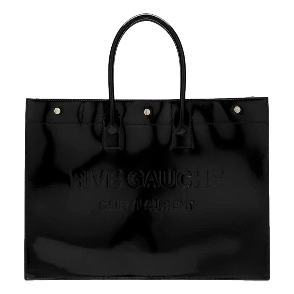 Saint Laurent Saint Laurent Rive Gauche Black Patent Leather Large Tote Bag
