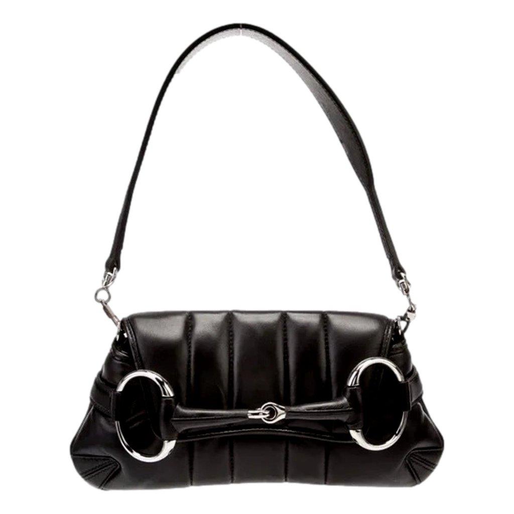 Gucci Gucci Horsebit Quilted Leather Small Chain Shoulder Bag Black