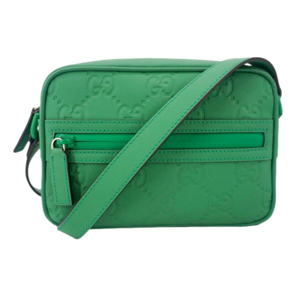Gucci Gucci GG Rubber Effect Green Guccissima Leather Camera Crossbody Bag