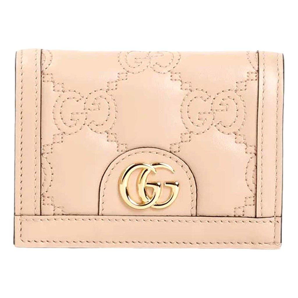 Gucci Gucci GG Matelassé Pink Sand Leather Card Case Wallet