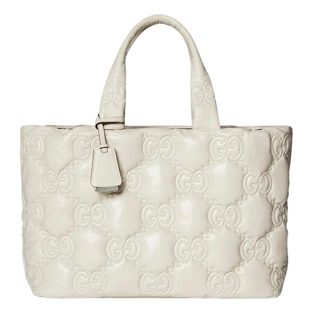 Gucci Gucci GG Guccissima Matelassé Leather Cream White Tote Bag